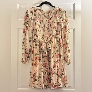 Iris & Ivy Floral Rose Chiffon Long Sleeve Dress, size 16